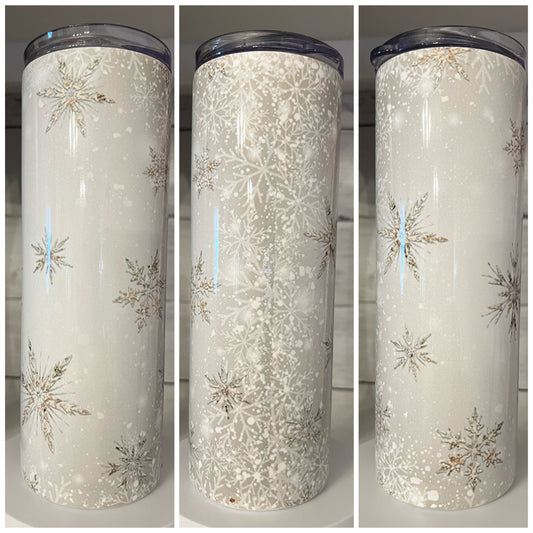 Gold Glitter Snowflake Tumbler