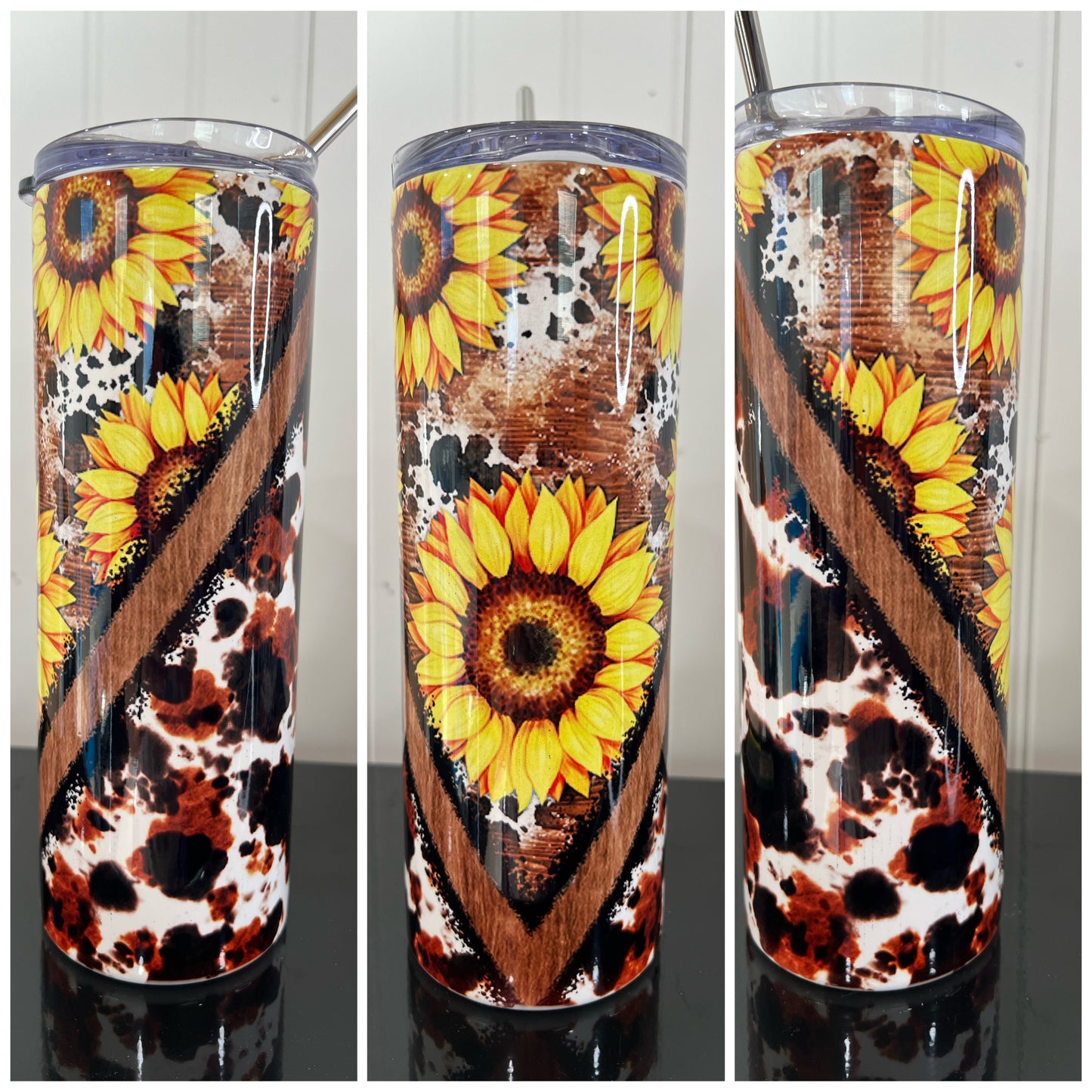 Sunflower Cowhide Tumbler